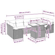 Градински Софа Комплект с възглавница 8 pcs Бежово полиратан