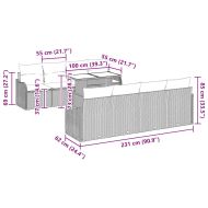 Градински Софа Комплект 7 pcs Светлосиво полиратан