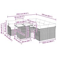 Градински Софа Комплект с възглавница 9 pcs Черно Полиратан