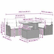 Трапезен комплект с възглавница 6 pcs Сив Полиратан