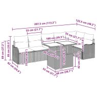 Комплект дивани с възглавница 7 pcs Сив Полиратан