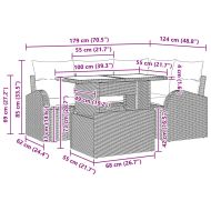 Градински Софа Комплект с възглавница 5 pcs Кафяво Полиратан