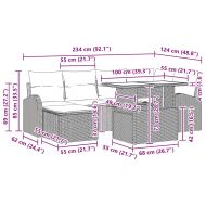 Градински Софа Комплект с възглавница 7 pcs Черно