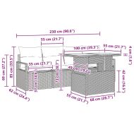 Градински Софа Комплект със съхранение 5 pcs Сив полиратан