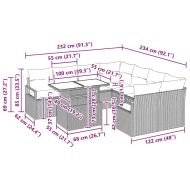 Градински Софа Комплект 9 pcs Светлосиво полиратан
