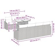 Градински Софа Комплект с възглавница 8 pcs Черно полиратан