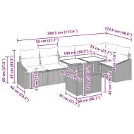 Градински Софа Комплект с възглавница 7 pcs Черно полиратан