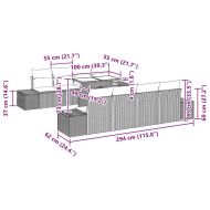 Градински Софа Комплект с възглавница 9 pcs Сив полиратан