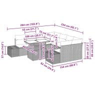 Градински Софа Комплект 9 pcs Кафяв и Кремав полиратан