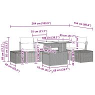 Градински Софа Комплект с възглавница 6 pcs Кафяво Полиратан