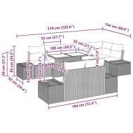 Градински Софа Комплект 9 pcs Светлосиво полиратан