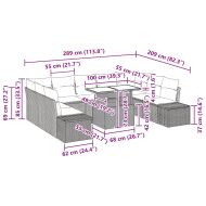 Градински Софа Комплект с възглавница 10 pcs Черно и кремаво