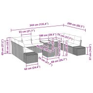 Градински Софа Комплект с възглавница със съхранение 11 pcs Сив