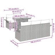 Градински Софа Комплект 6 pcs Черен и кремав полиратан