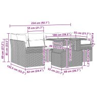 Градински Софа Комплект с възглавница 7 pcs Черно