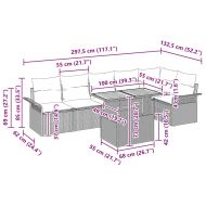 Градински Софа Комплект с възглавница 7 pcs Черно полиратан