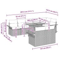Градински Софа Комплект с възглавница 9 pcs Черно полиратан