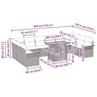 Градински Софа Комплект 11 pcs Черен и кремав полиратан