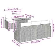 Градински Софа Комплект с възглавница 6 pcs Сив полиратан