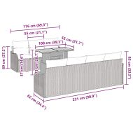 Градински Софа Комплект с възглавница 8 pcs бежово и светлосиво