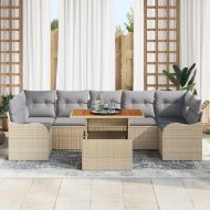 Градински Софа Комплект 8 pcs Бежов и Светло Сив полиратан