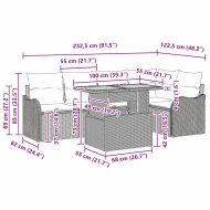 Градински Софа Комплект с възглавница 6 pcs Черно полиратан