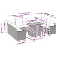Градински Софа Комплект с възглавница 10 pcs Черно