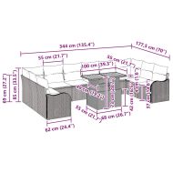 Градински Софа Комплект с възглавница 11 pcs Черно