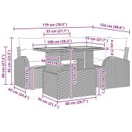 Градински Софа Комплект с възглавница 5 pcs Черно