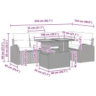 Градински Софа Комплект с възглавница 6 pcs Черно