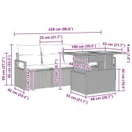 Градински Софа Комплект с възглавница 5 pcs Черно и кремаво