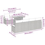 Градински Софа Комплект с възглавница 8 pcs Черен и кремав