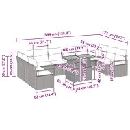 Градински Софа Комплект с възглавница 11 pcs Черен и кафяв