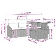 Градински Софа Комплект с възглавница 5 pcs Черно Полиратан