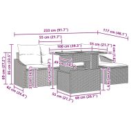 Комплект за хранене в градината с възглавница 6 pcs Сив и кафяв