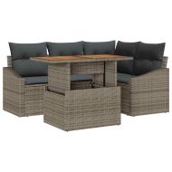 Комплект за хранене в градината с възглавница 5 pcs Сив и кафяв