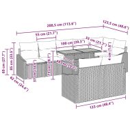 Градински Софа Комплект с възглавница 9 pcs Черен и кафяв