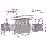 Градински Софа Комплект с възглавница 5 pcs Черен и кремав
