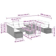 Градински Софа Комплект с възглавница 11 pcs Черен и кремав