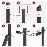 Стълб за ограда. 52 pcs Сив 3,2 x 3,2 x 120 см