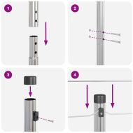 Стълб за ограда. 26 pcs Сив 3,2 x 3,2 x 150 см