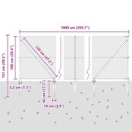Стълб за ограда. Сребрист 10 x 1 м (мрежа 40 x 40 мм) Стомана