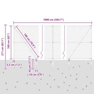 Стълб за ограда. Сребрист 10 x 1,6 м (мрежа 40 x 40 мм) Стомана