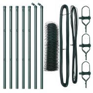 Стълб за ограда. Зелен 10 x 0,6 м (36 мм мрежа) Стомана и PVC