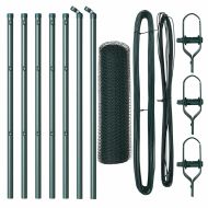 Стълб за ограда. Зелен 10 x 0,8 м (25 мм мрежа) Стомана и PVC