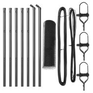 Стълб за ограда. Сив 10 x 0,4 м (25 мм мрежа) Стомана и PVC