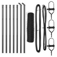 Стълб за ограда. Сив 10 x 0,6 м (36 мм мрежа) Стомана и PVC