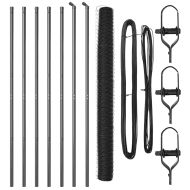 Стълб за ограда. Сив 10 x 1,6 м (36 мм мрежа) Стомана и PVC