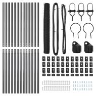 Стълб за ограда. Сив 25 x 1,4 м (мрежа 36 мм) Стомана и PVC