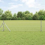 Стълб за ограда. Сребрист 10 x 0,5 м (25 мм мрежа) Стомана